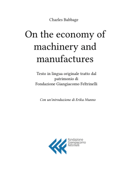 On the economy of machinery and manufactures