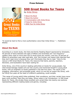 Press Release for 500 Great Books for Teens published