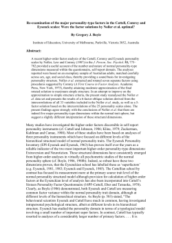 Re-examination of the major personality