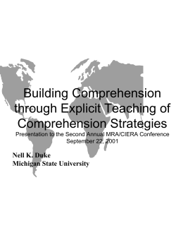 Building Comprehension through Explicit Teaching