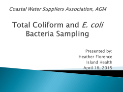 Total Coliform and E. Coli Bacteria Sampling