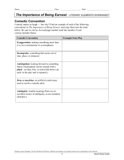 2017 AP Lit Summer Reading Comedic Conventions Chart