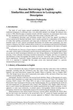 Russian Borrowings in English - Cascadilla Proceedings Project