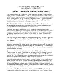 America`s Enduring Commitment to Europe SENATOR JEANNE