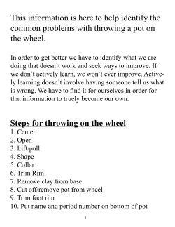 Problem Solving For Wheel Throwing