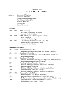 Curriculum Vitae LESLIE MCCUE TURNER
