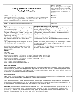 Solving Systems of Linear Equations Putting it All Together