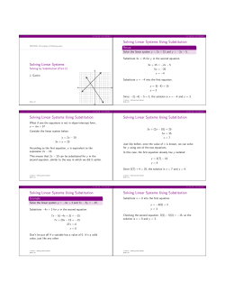 Solving Linear Systems Solving Linear Systems Using Substitution