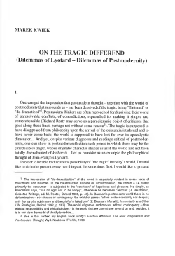 ON THE TRAGIC DIFFEREND (Dilemmas of Lyotard &mdash; Dilemmas of