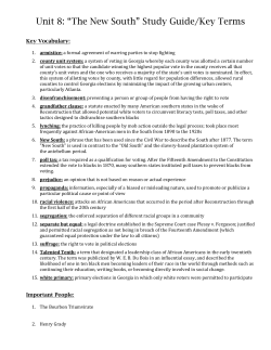 Unit 8: “The New South” Study Guide/Key Terms