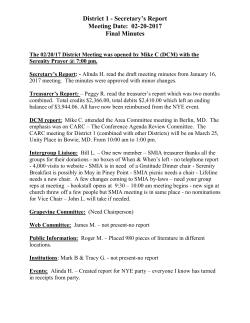 District 1 - Secretary`s Report Meeting Date: 02-20