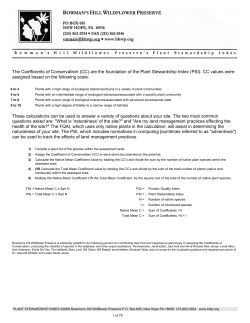 The Coefficients of Conservatism - Bowman`s Hill Wildflower Preserve