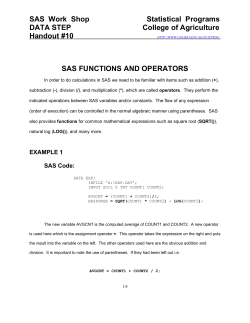 SAS FUNCTIONS AND OPERATORS