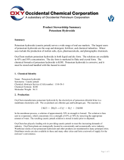 Product Stewardship Summary Potassium Hydroxide