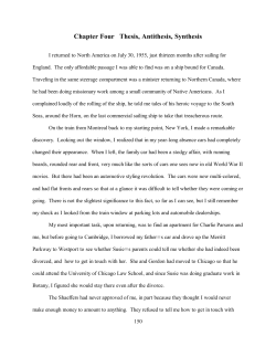 Chapter Four Thesis, Antithesis, Synthesis