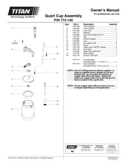 Owner`s Manual Quart Cup Assembly
