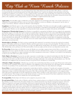 City Club at River Ranch Policies