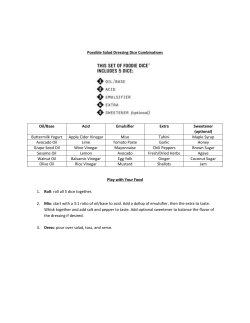 Possible Salad Dressing Dice Combinations Oil/Base Acid