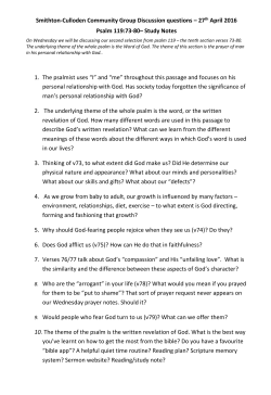 27th April 2016 Psalm 119:73-80– Study Notes 1