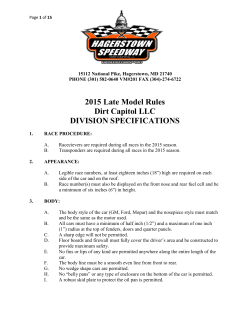 2015 Late Model Rules Dirt Capitol LLC DIVISION SPECIFICATIONS