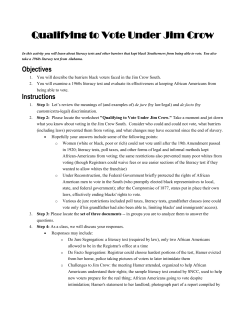 Qualifying to Vote Under Jim Crow - Warren Hills Regional School