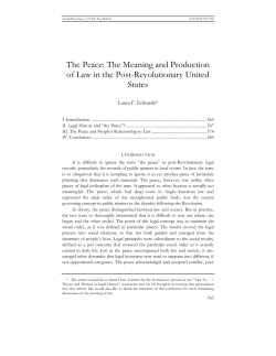 The Peace: The Meaning and Production of Law in the