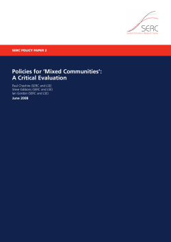 Policies for `Mixed Communities` - Spatial Economics Research Centre