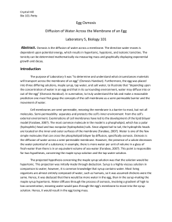 Egg Osmosis Diffusion of Water Across the Membrane of