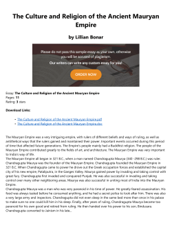 The Culture and Religion of the Ancient Mauryan Empire