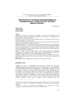 importance of stakeholder management in tourism project