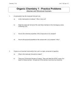 Organic Chemistry 1 Practice Problems (2014)