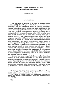 Alternative Dispute Resolution in Court: The Japanese Experience