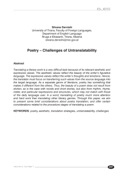 BJES Poetry &ndash; Challenges of Untranslatability