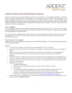 Ardent Credit Union Scholarship Program