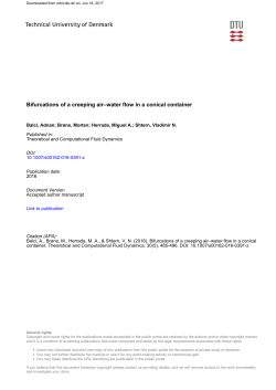 Bifurcations of a creeping air&ndash;water flow in a conical container