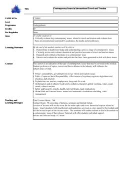 Contemporary Issues in International Travel and Tourism Title