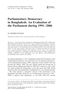Parliamentary Democracy in Bangladesh: An Evaluation of the
