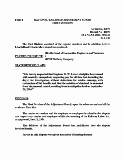 Form 1 NATIONAL RAILROAD ADJUSTMENT BOARD FIRST