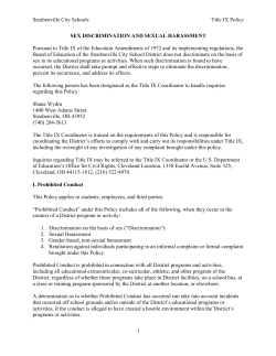 Steubenville City Schools Title IX Policy 1 SEX DISCRIMINATION