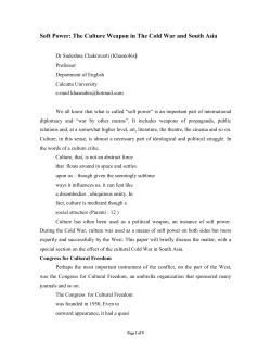 Soft Power, the culture weapon in the Cold War and South Asia