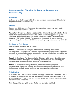 Communication Planning for Program Success and Sustainability