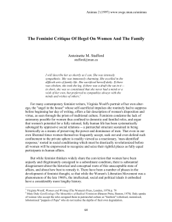 The Feminist Critique Of Hegel On Women And The Family