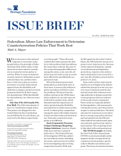 Federalism and Its Vital Role in Counterterrorism