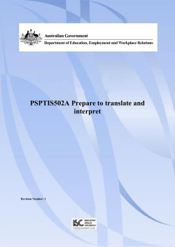PSPTIS502A Prepare to translate and interpret