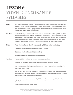 LESSON 6: VOWEL-CONSONANT-e SYLLABLES