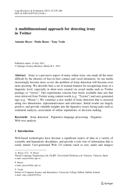 A multidimensional approach for detecting irony in Twitter