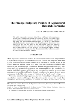 The Strange Budgetary Politics of Agricultural Research Earmarks