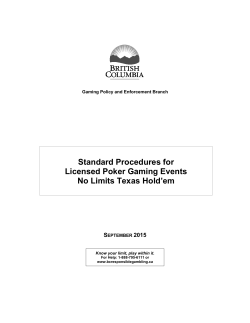 Standard Procedures for Licensed Poker Gaming Events