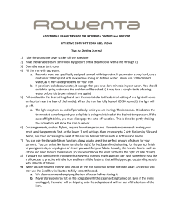 ADDITIONAL USAGE TIPS FOR THE ROWENTA