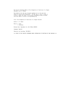 The Integration of Functions of a Single Variable